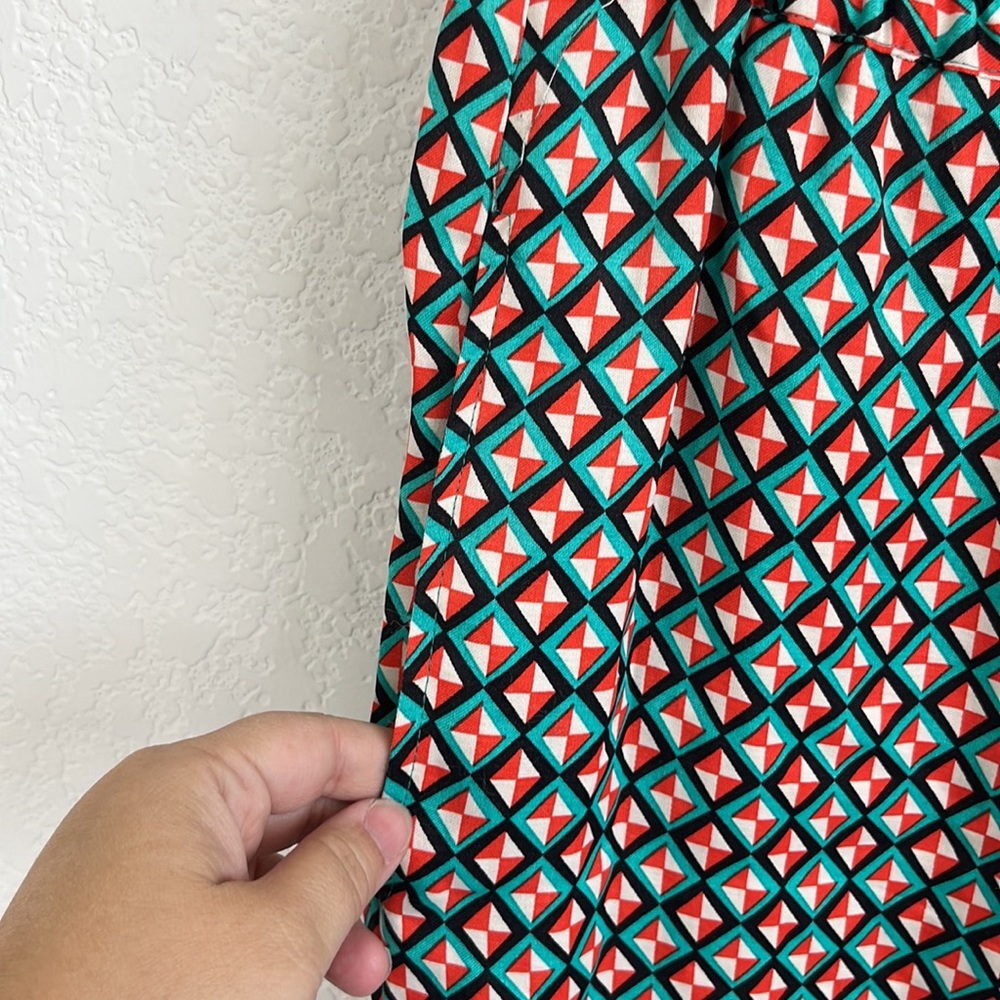 Zara Diamond Pattern Satin Drawstring Wide Leg Pa… - image 3